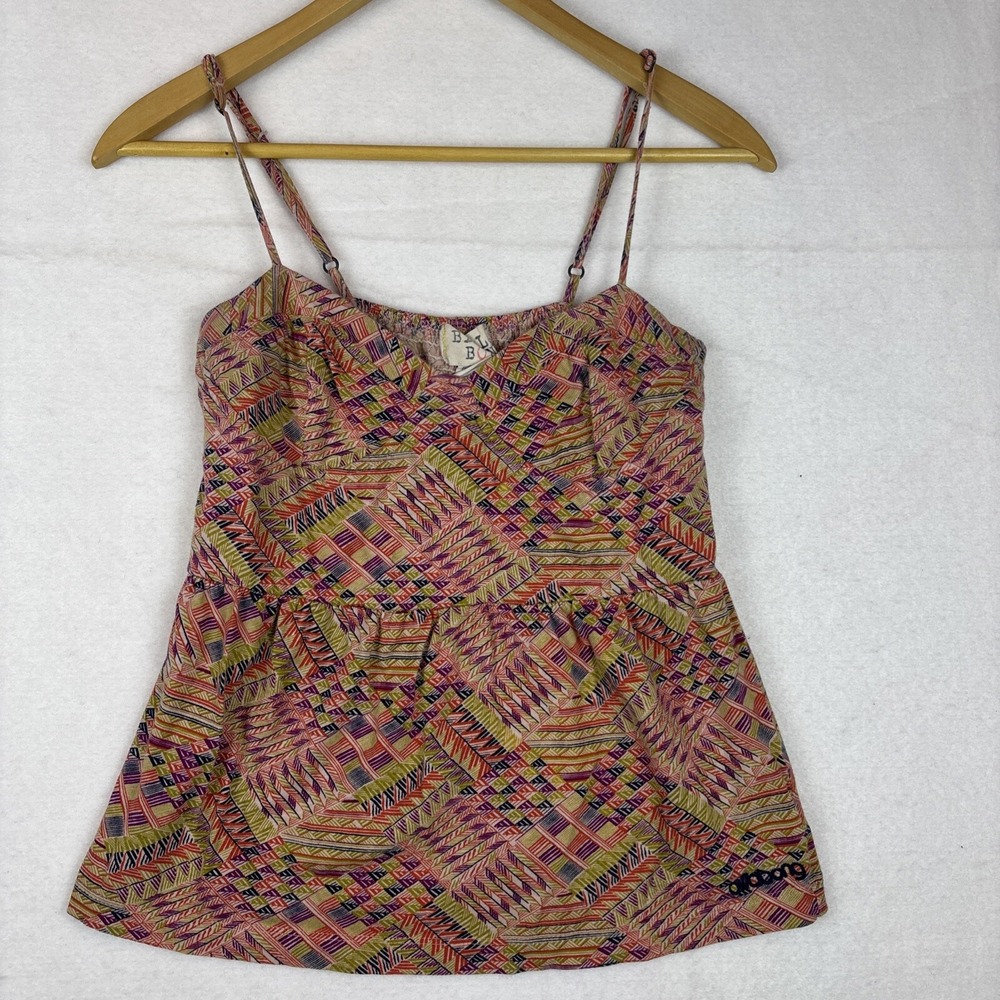 BILLABONG Juniors Medium Crop Top Cami Adjustable Strap Geometric Boho Print EUC